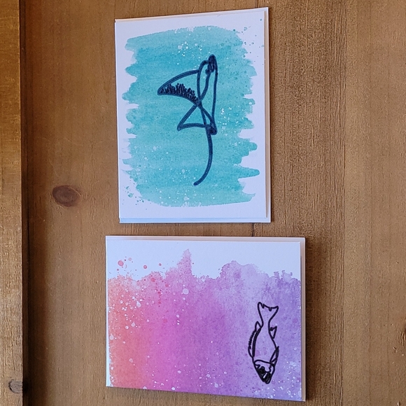Set of 10 Ocean-Themed Watercolor Blank Cards! - Picture 4 of 8